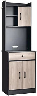 Black Freestanding Kitchen Pantry Cabinet with Drawer and Adjustable Shelves K897