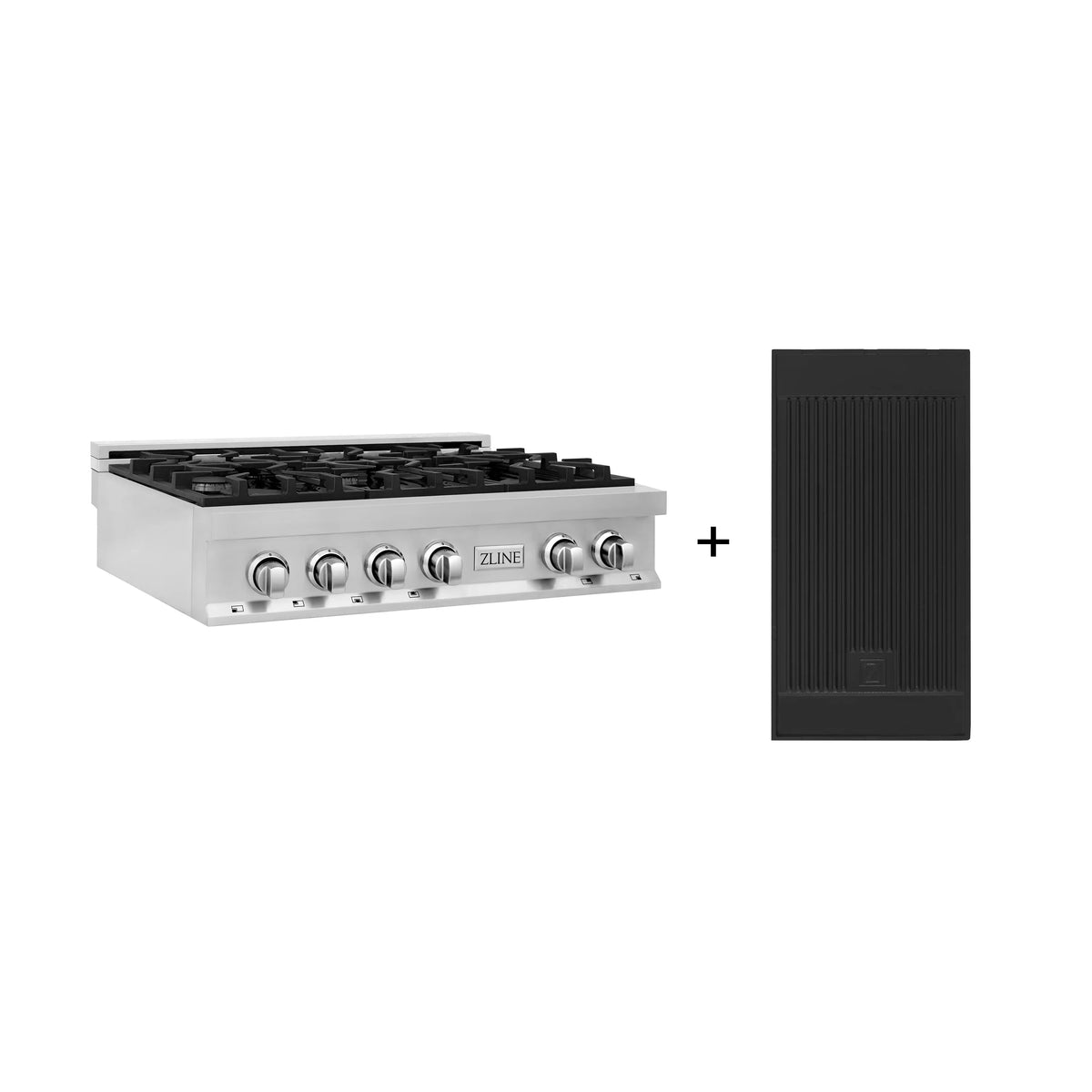 36" Porcelain Gas Stovetop with 6 Gas Burners and Griddle I86258