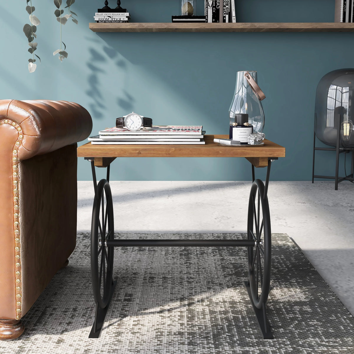 19-inch Metal Wheel Side Table E578