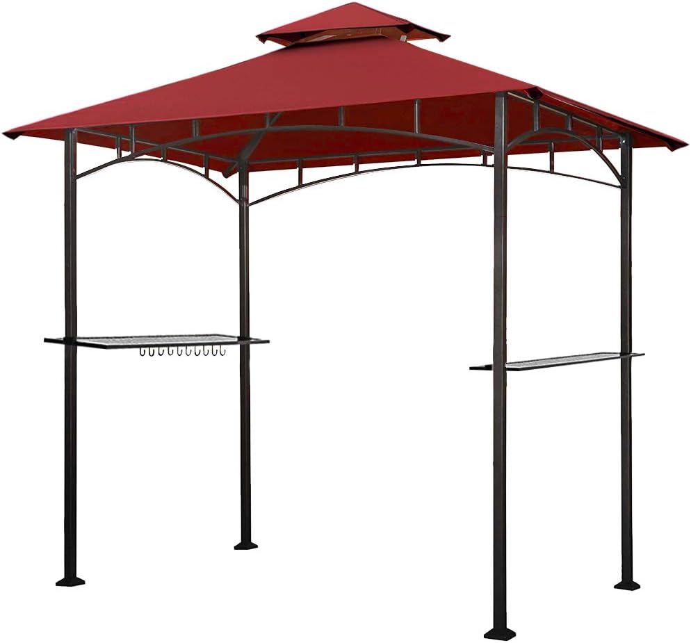5x8 Grill Gazebo with Double Tier Canopy and Steel Frame P712