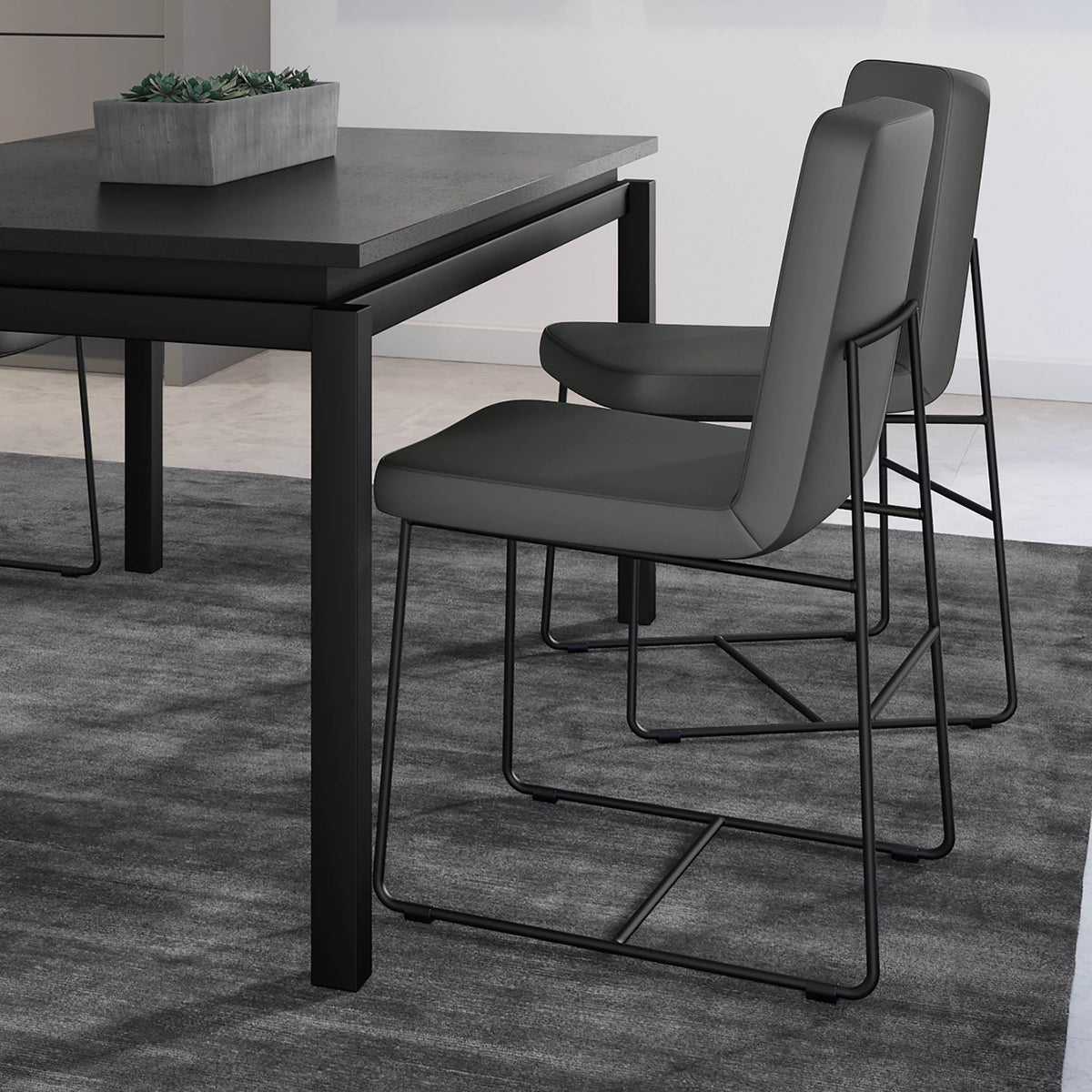 Dark Grey Faux Leather Dining Chair B5916