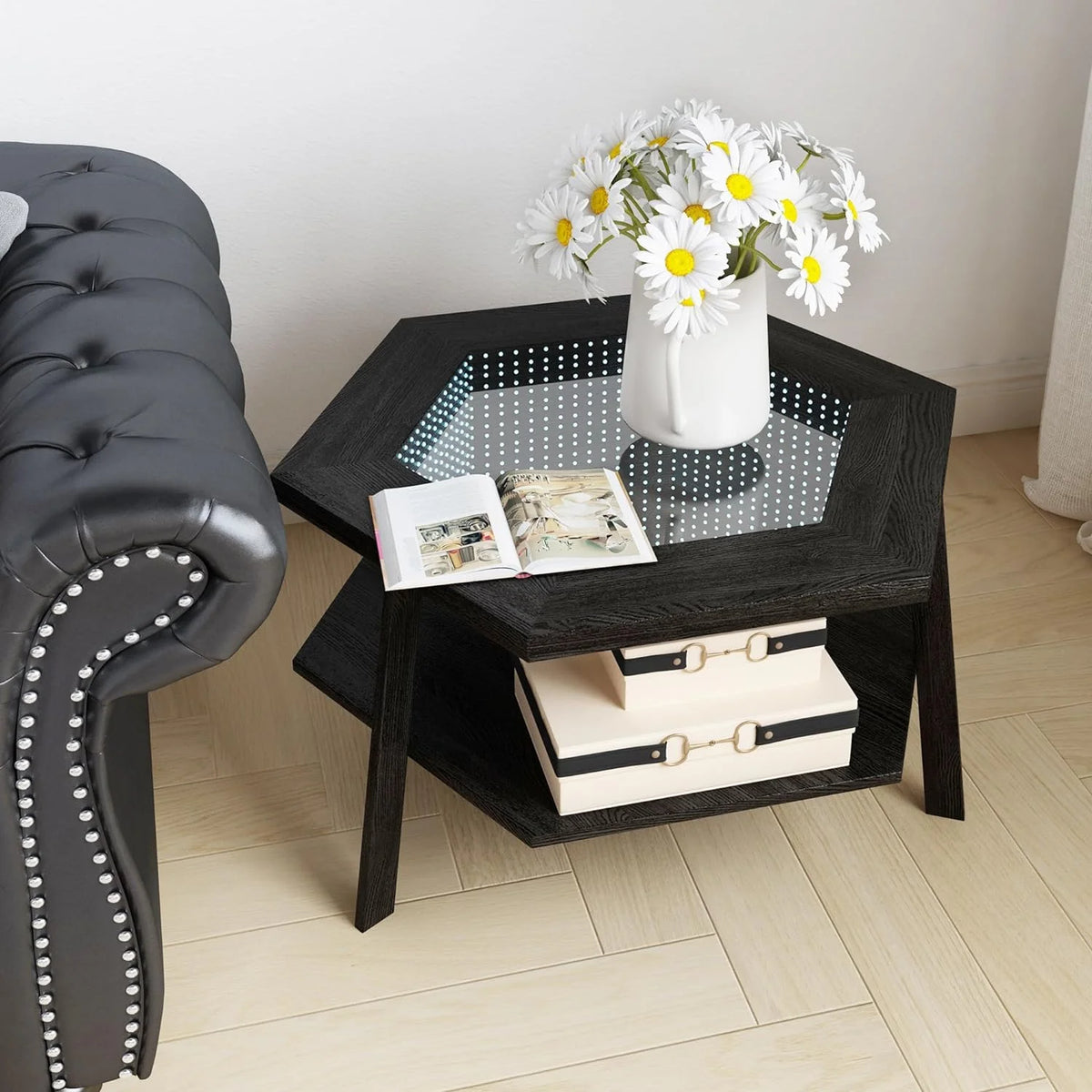 Coffee Table with LED Light and Glass Top D5158
