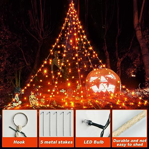 White Lighted Spider Web with 250 LED Lights, 8 Modes, Timer K1165