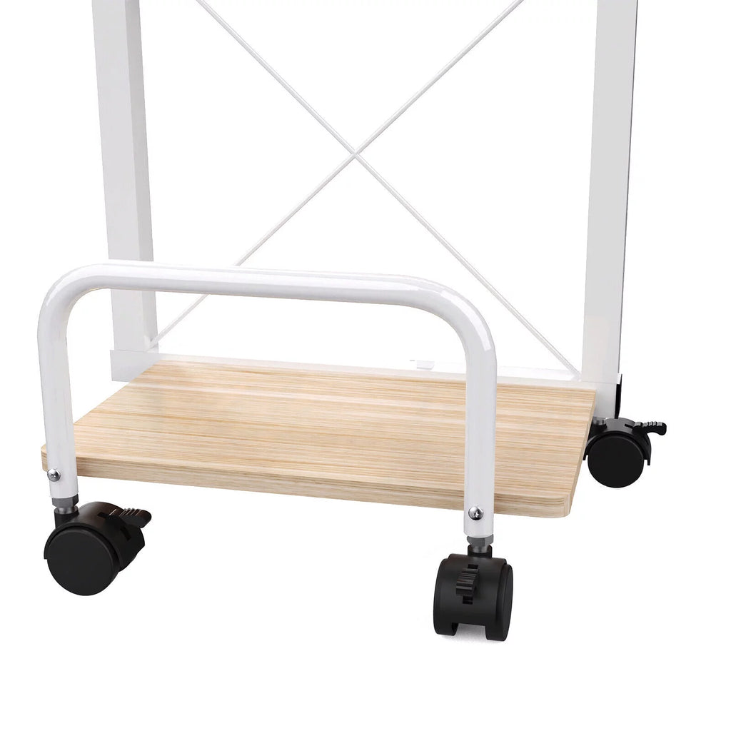Wood Height Adjustable Mobile Computer Desk with Wheels M876421