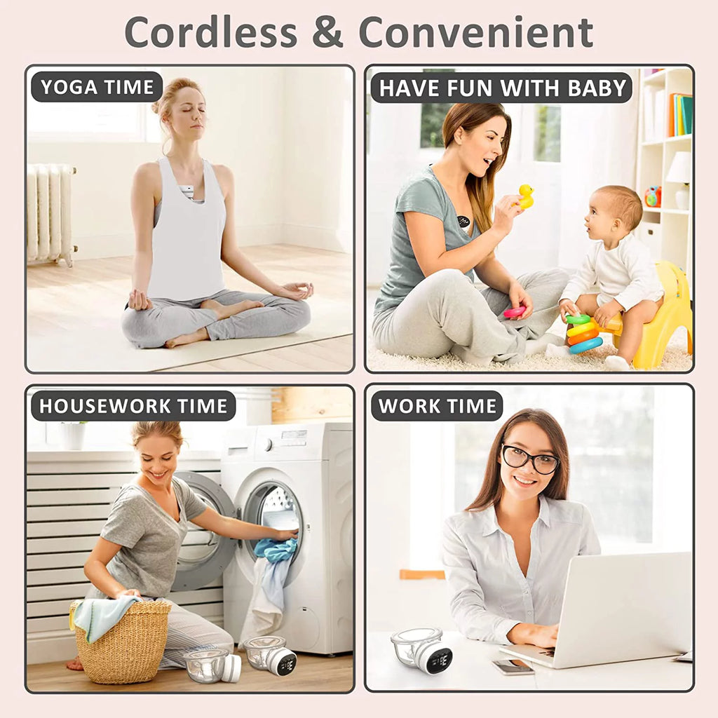 Wearable Portable Electric Breast Pump 3 Modes 9 Suction Levels White A647659