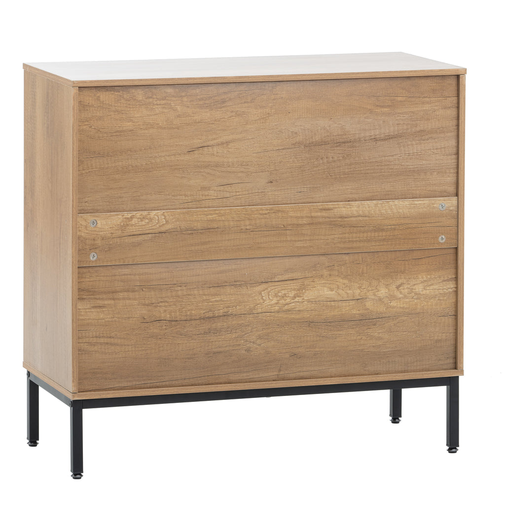 Rustic Accent Storage Cabinet with 2 Rattan Doors S3627
