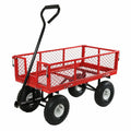 Red Utility Cart with Removable Folding Sides T102169