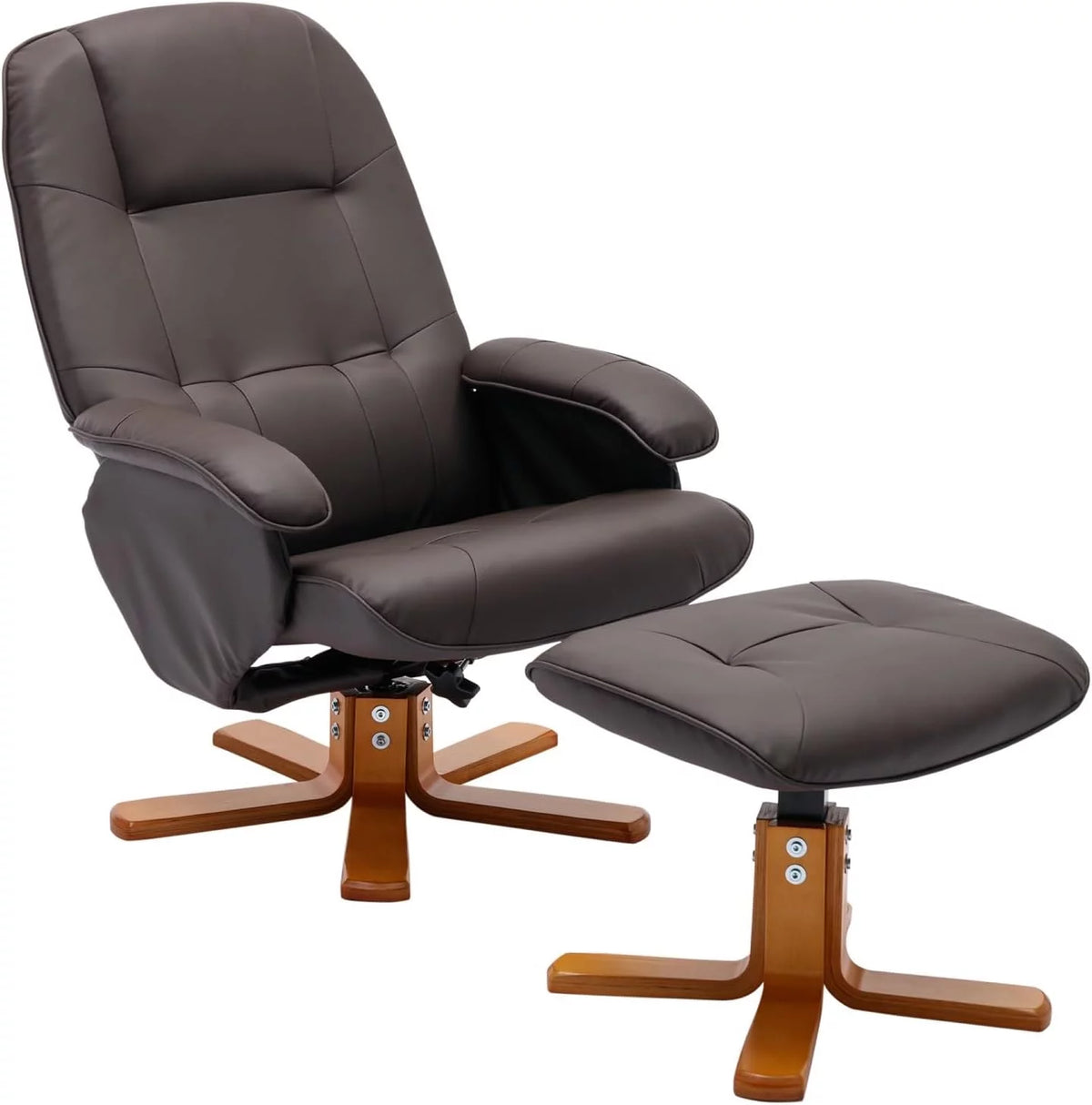 Grey Faux Leather Swivel Recliner with Ottoman K225