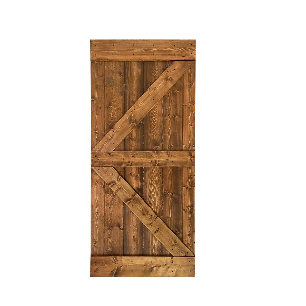 Brown Solid Knotty Pine Wood Interior Sliding Barn Door Slab S2594