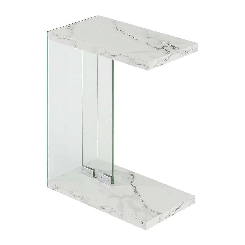 White Faux Marble Wood C End Table A756489