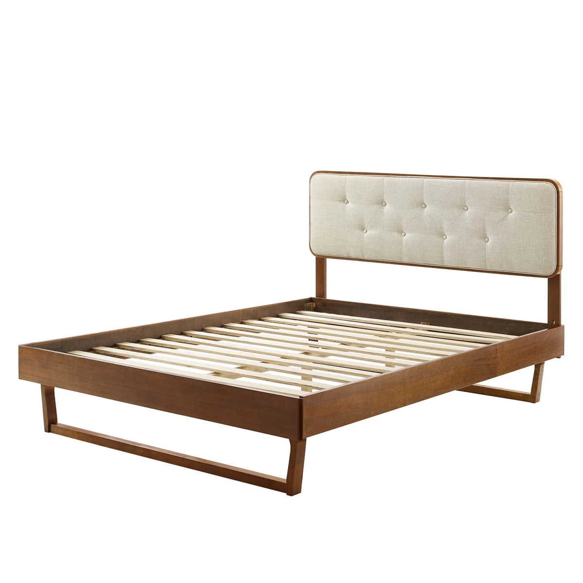 Full Size Wood Brown Walnut Platform Bed Frame W549