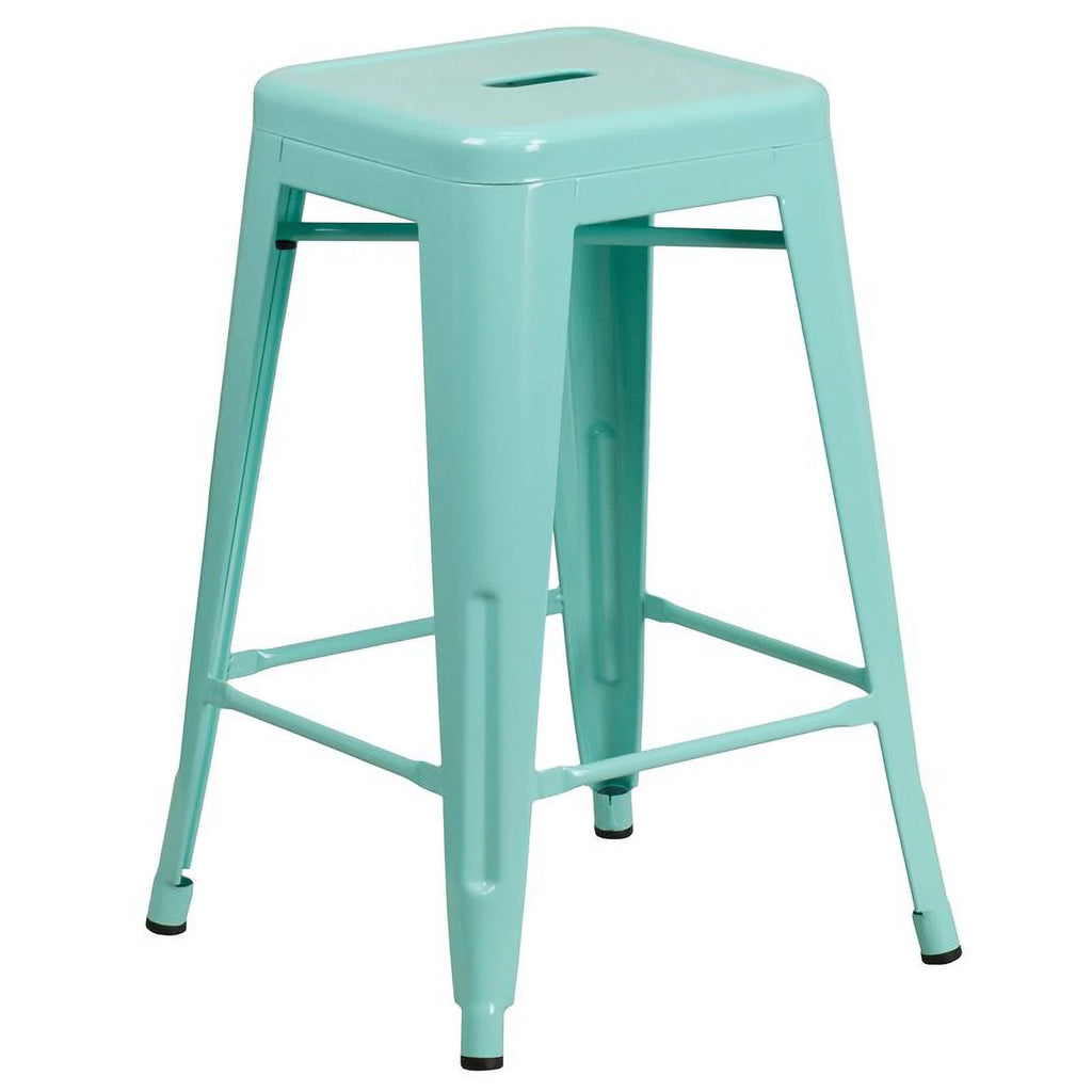 Mint Green Metal Backless Counter Stool Set of 3 L2054