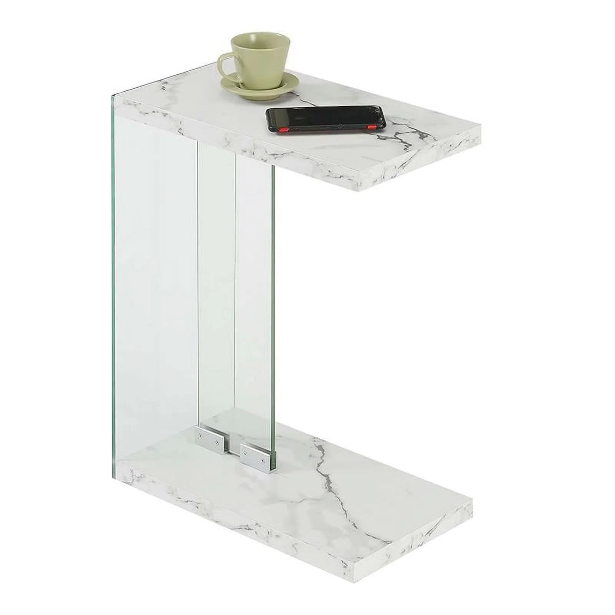 White Faux Marble Wood C End Table A756489