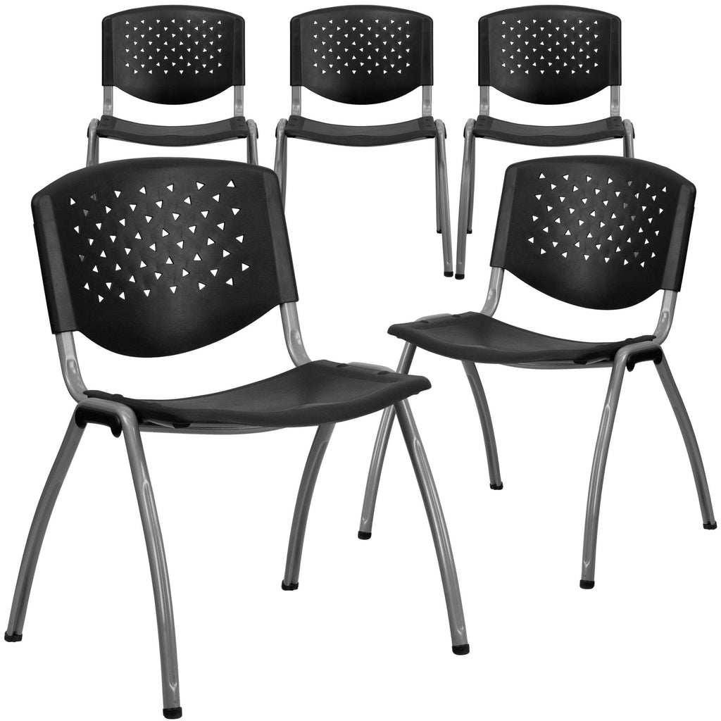 Orange Plastic Stack Chair with Titanium Frame D59971