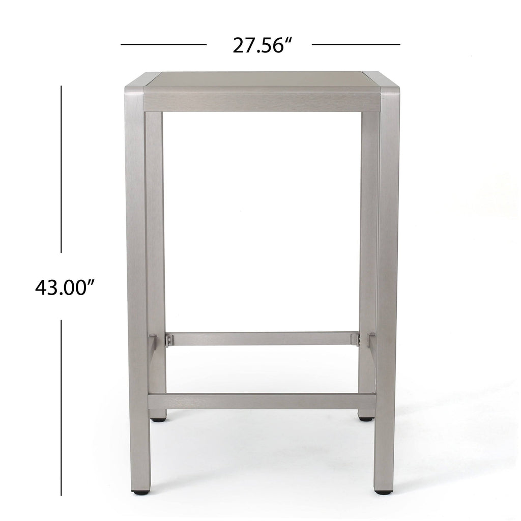 Square Aluminum Bar Table with Glass Top I49367