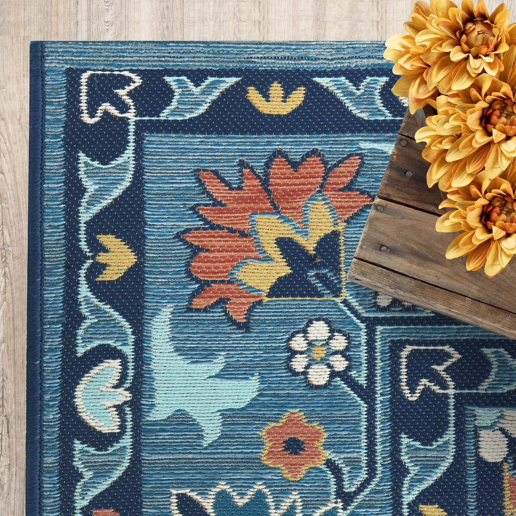 Indigo Blue 7' x 10' Outdoor Rug U66328