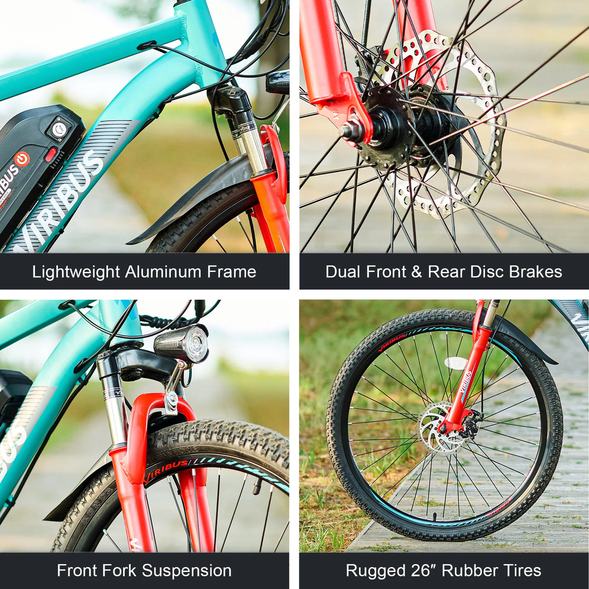 Electric Bike 26" Commuter Mountain Bike Disc Brakes 350W Motor 48V 10.4Ah Lithium Q53540