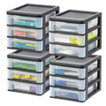 Black Plastic 3-Drawer Stacking Storage Organizer, 2-Pack B534483