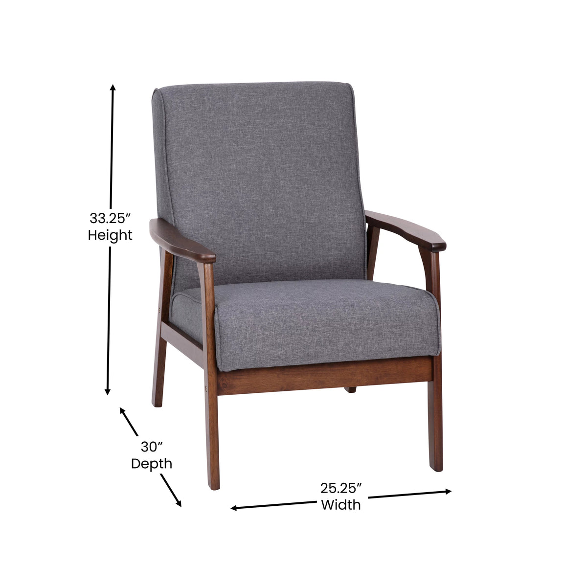 Dark Gray Faux Linen Living Room Chair P7681