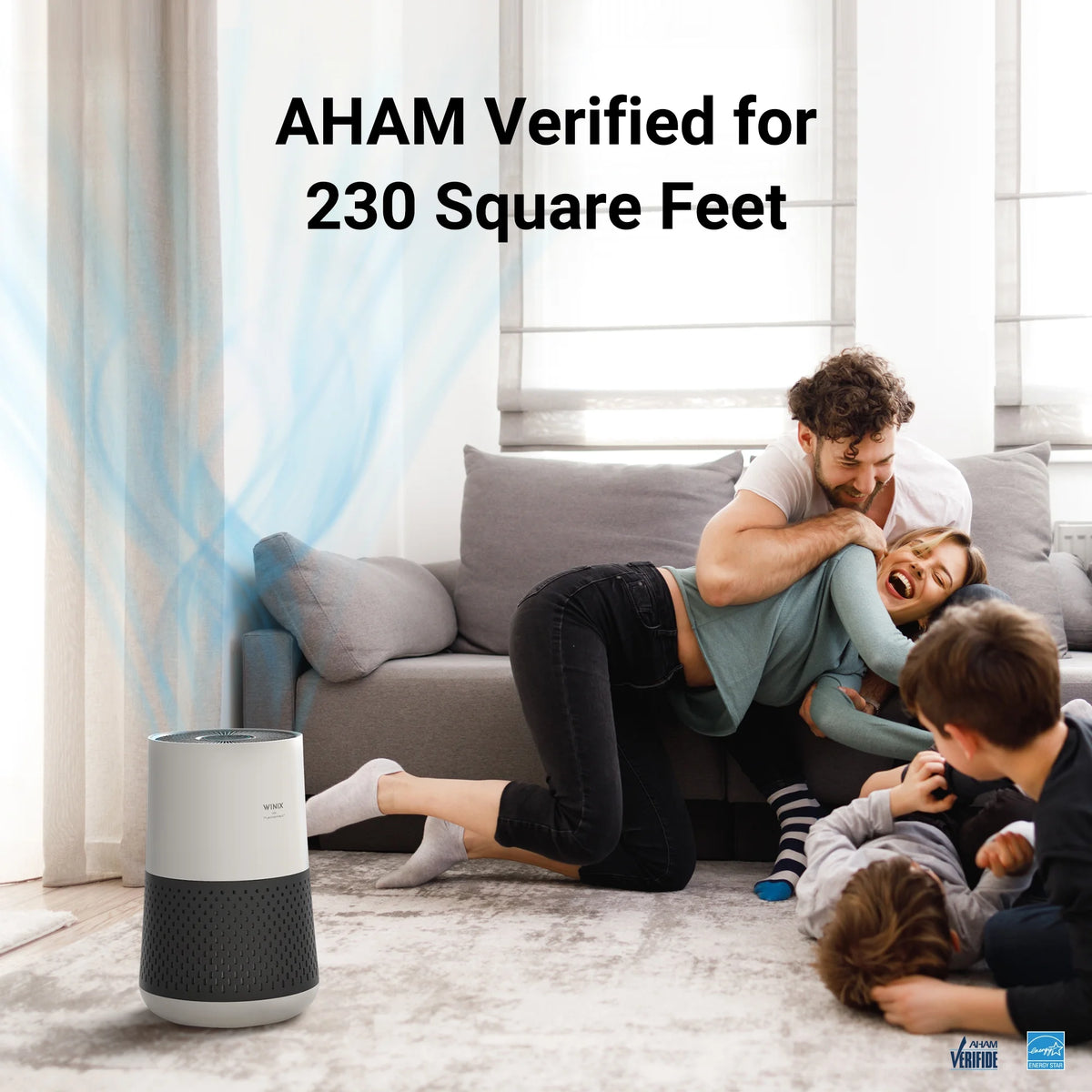 White Charcoal Grey 4-Stage True HEPA Tower Air Purifier C6036
