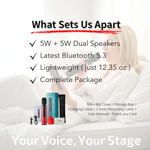 Black Handheld Wireless Microphone with 10W Dual Speakers D9839