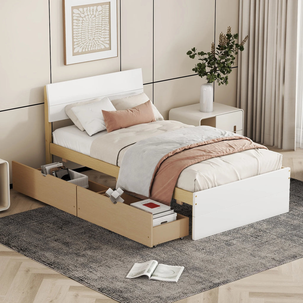 Twin Bed Frame with 2 Drawers P848049