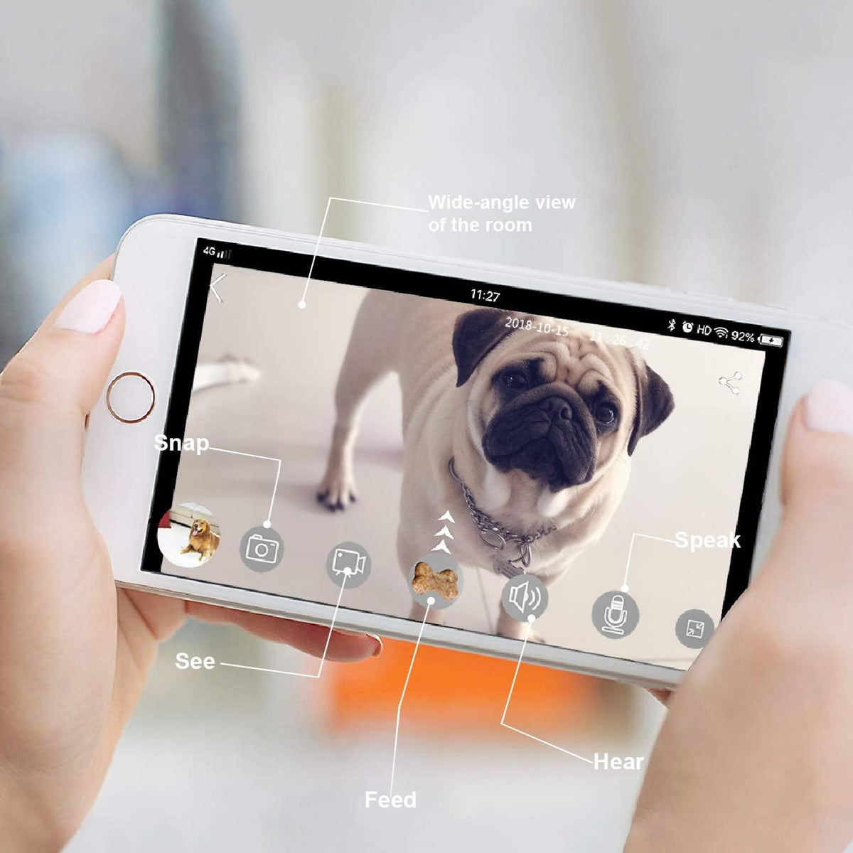 Dog Camera Treat Dispenser WiFi Full HD Pet Camera with Two-Way Audio and Night Vision O456
