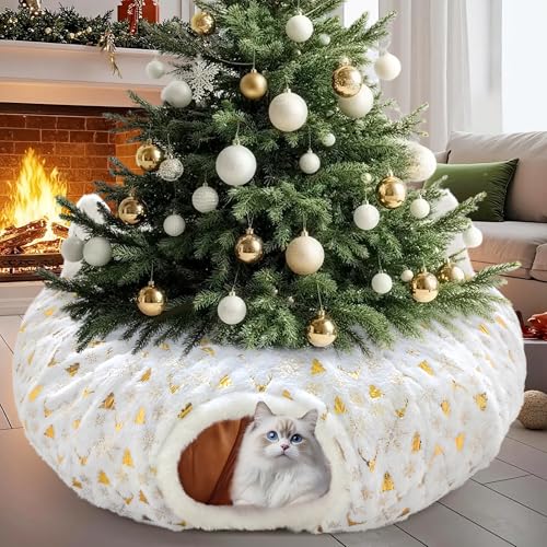 Foldable Plush Cat Tunnel Bed with Hanging Toy Ball L8991