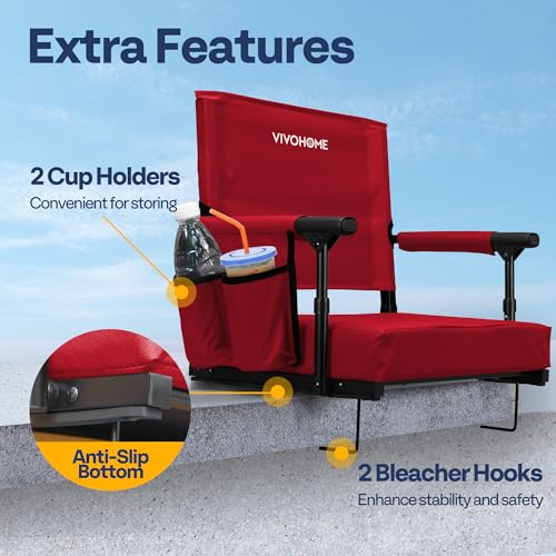 Portable Bleacher Chairs with Cup Holder and Shoulder Strap, 2 Pack F2828