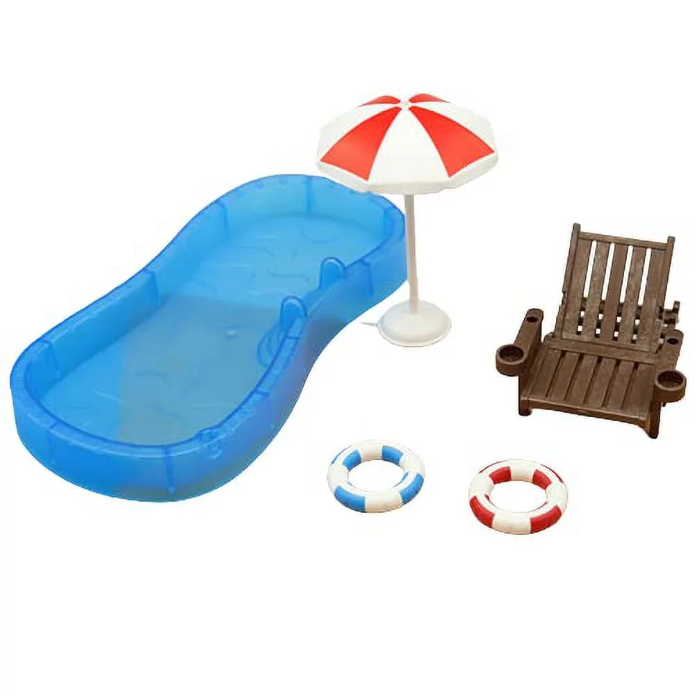 1 Set Mini Swimming Pool Beach Chair Dollhouse Decoration V946680