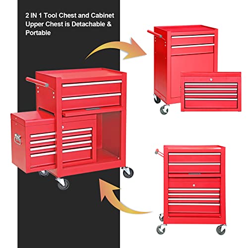 Black 3 Drawer Rolling Tool Cabinet with Adjustable Shelf C672
