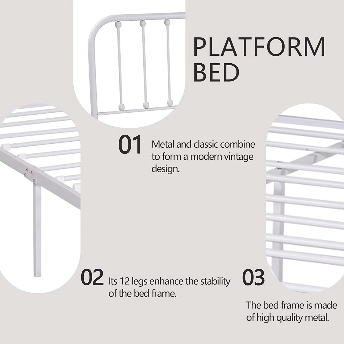 Sturdy Metal Platform Twin Bed Frame K808638