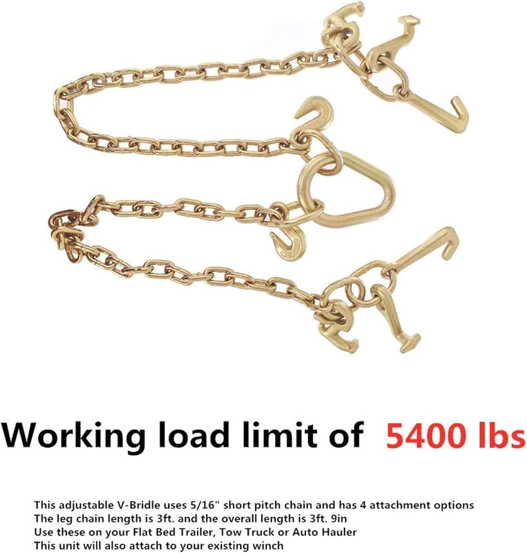 5/16 3 FT Grade 70 Tow Chain with RJT Cluster Hooks Pack of 2 K9850