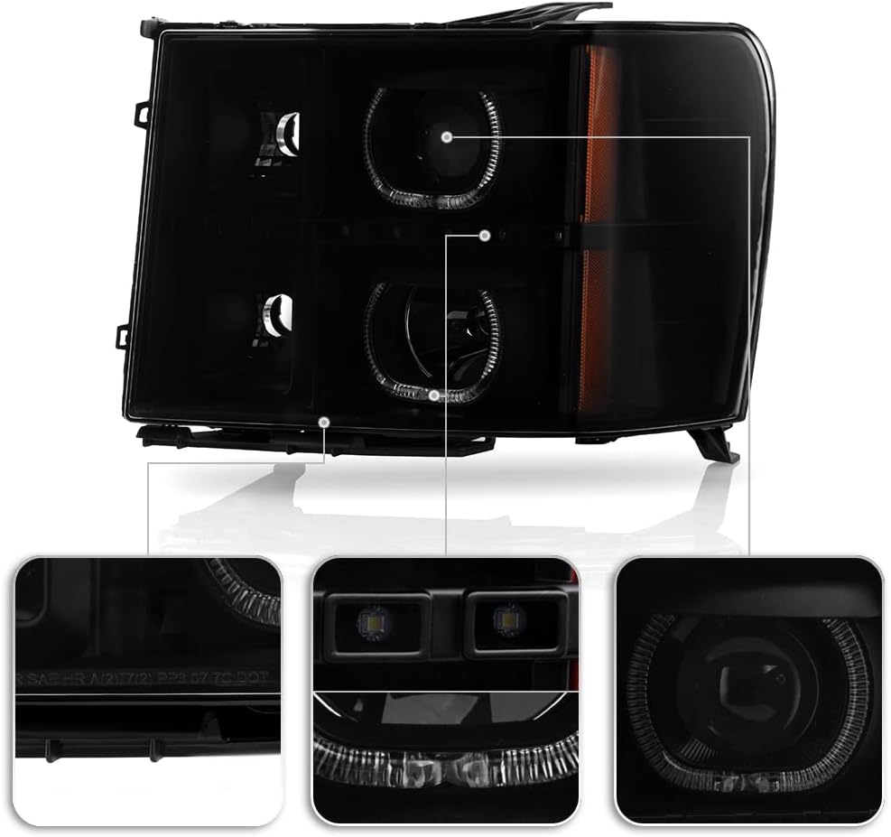 Blk Smoke LED Projector Headlights Driver + Passenger Side T71869