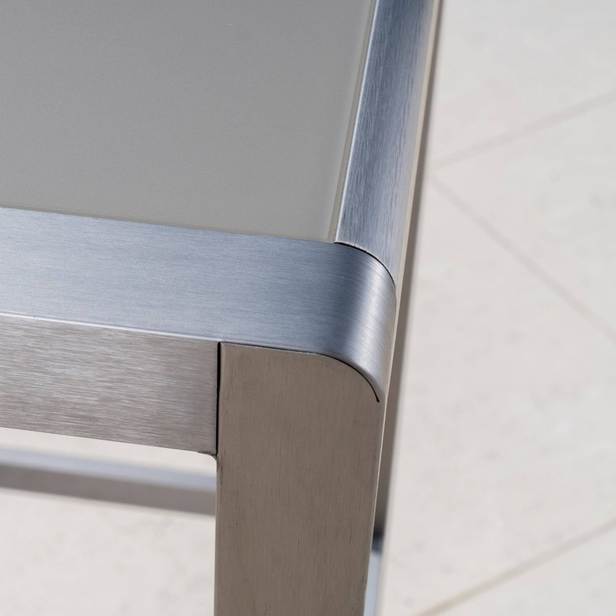 Square Aluminum Bar Table with Glass Top I49367