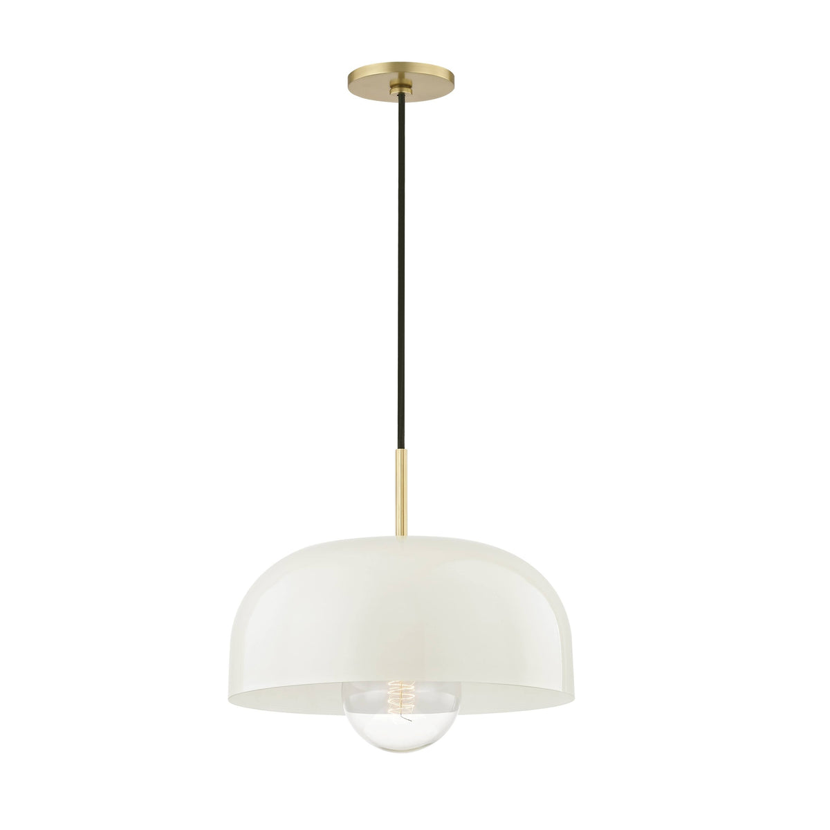 1-Light Large Pendant Aged Brass & Cream P404