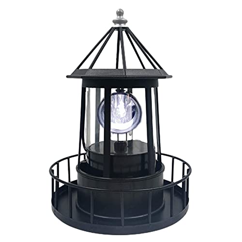Solar Powered Lighthouse 360 Degree Rotating Waterproof Garden Statue Light O5189