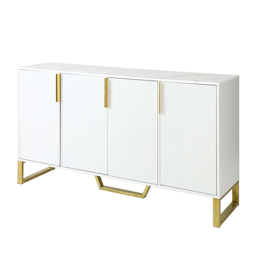 White 4 Door Buffet Sideboard with Metal Legs O54925