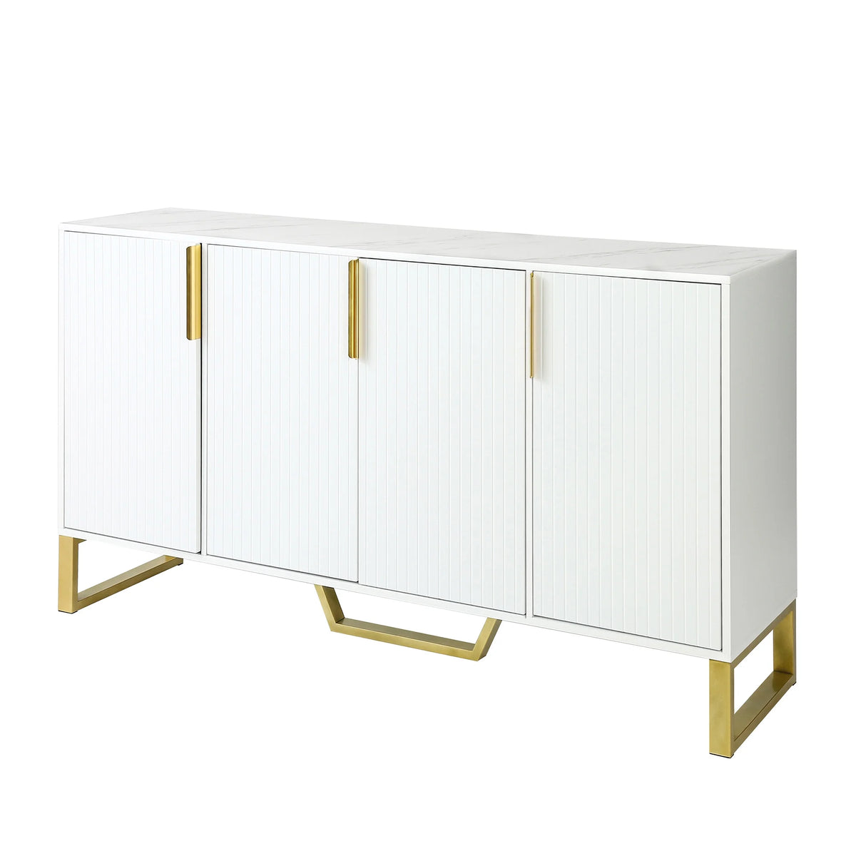 White 4 Door Buffet Sideboard with Metal Legs O54925