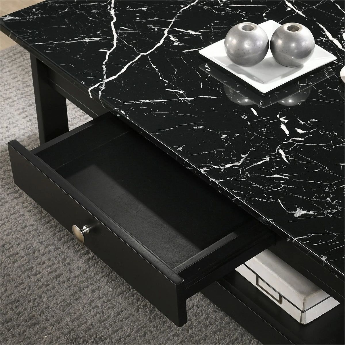 Black Wood 3-Piece Coffee Table Set Y141074