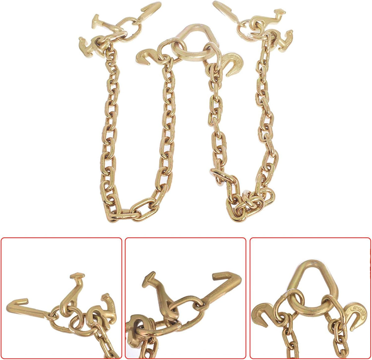 5/16 3 FT Grade 70 Tow Chain with RJT Cluster Hooks Pack of 2 K9850