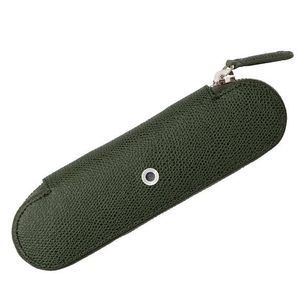 Olive Green Zipper Pen Case for Two H5213
