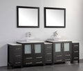 96 in. Double Sink Vanity Cabinet with Ceramic Vessel Sink & Mirror Y25057