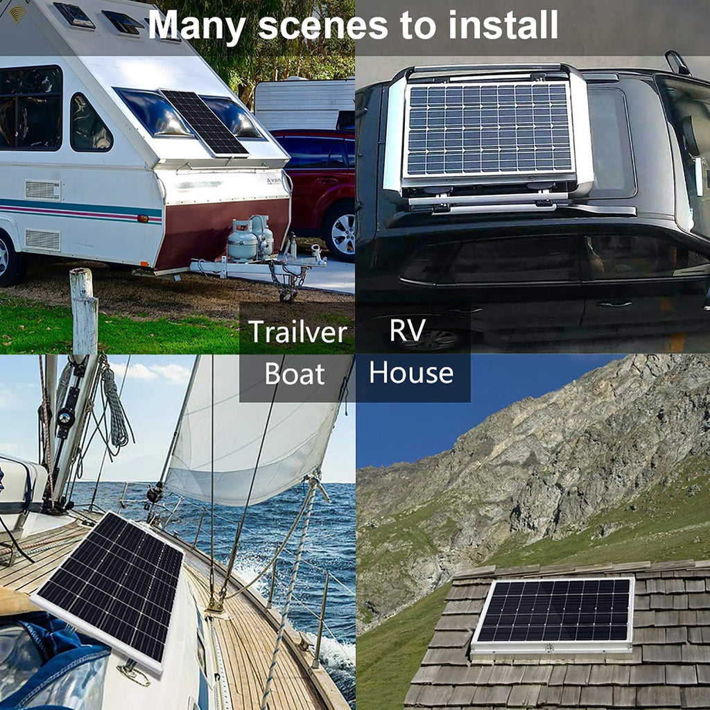 100 Watt 12 Volt Solar Panel Kit with Charge Controller and Mounting Brackets K9597