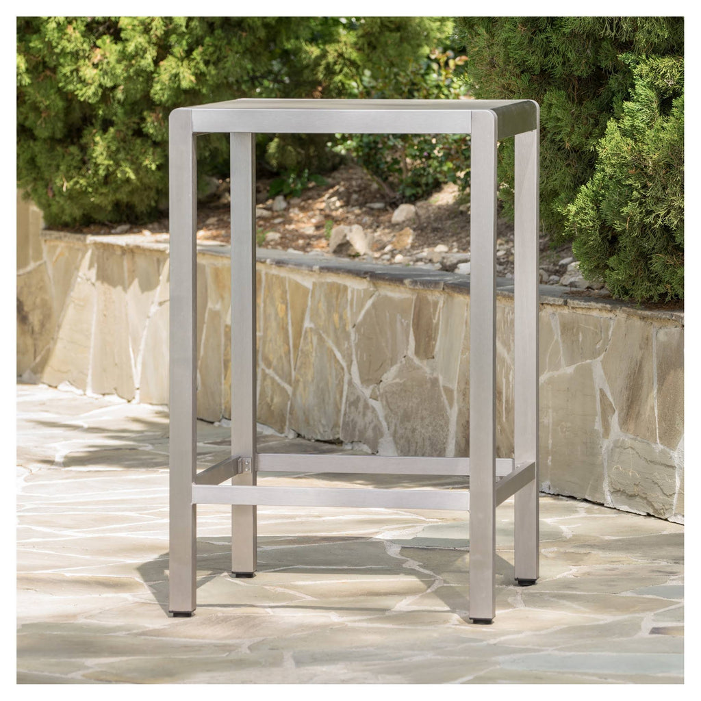 Square Aluminum Bar Table with Glass Top I49367
