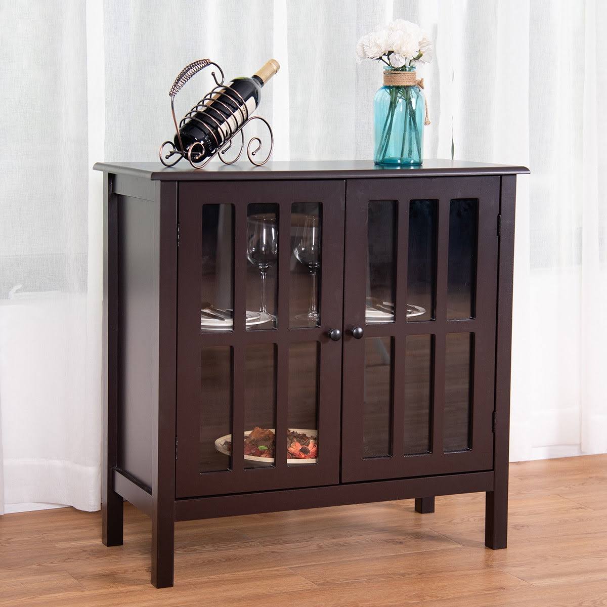 Brown Glass Door Sideboard Cabinet J70500