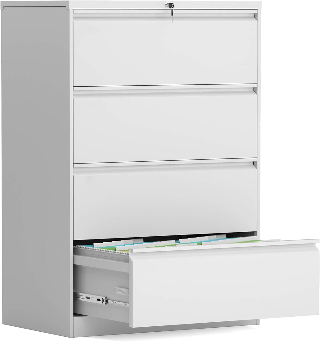Black 4 Drawer Metal Filing Cabinet with Lock P890019