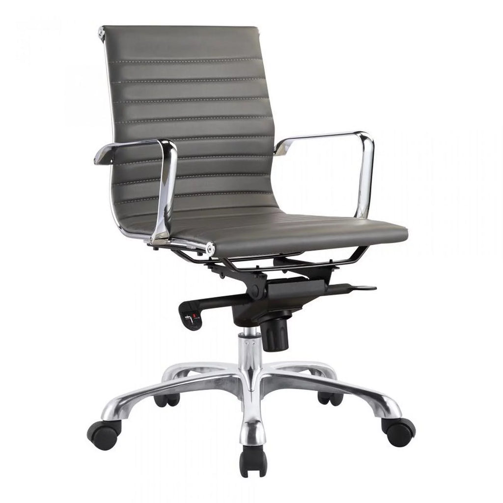 Gray Faux Leather Swivel Office Chair F8447