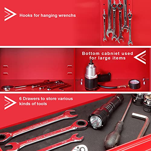 Black 3 Drawer Rolling Tool Cabinet with Adjustable Shelf C672