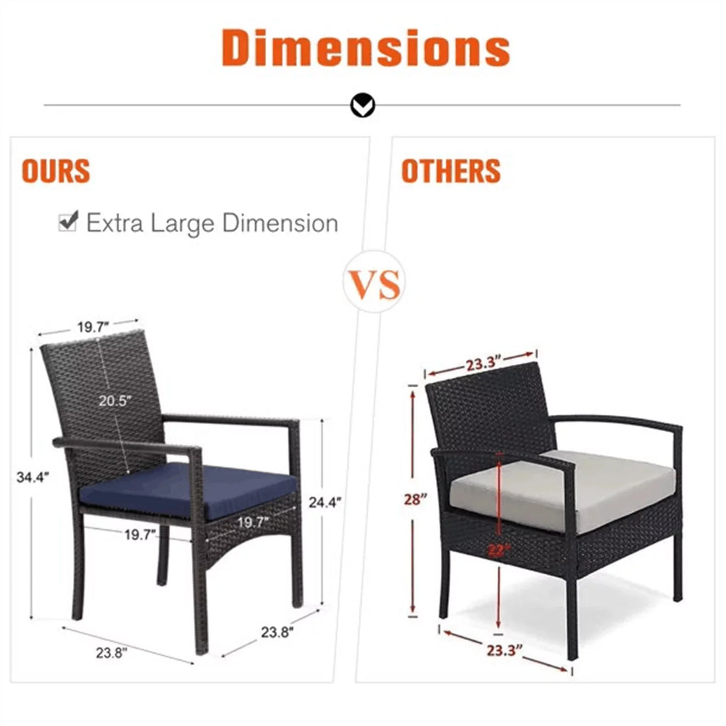 7-Piece Outdoor Patio Dining Set with Metal Table and 6 Rattan Cushioned Chairs N91595